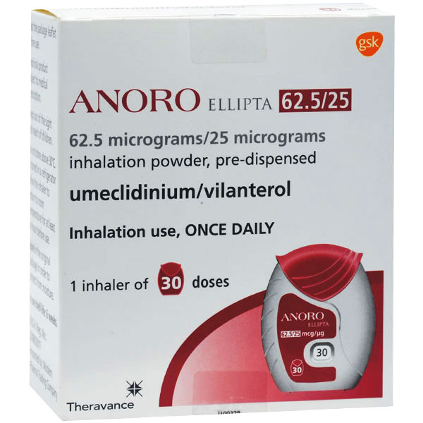 Anoro 62.5&micro;/25&micro; 30 Dose Inhaler image number 0