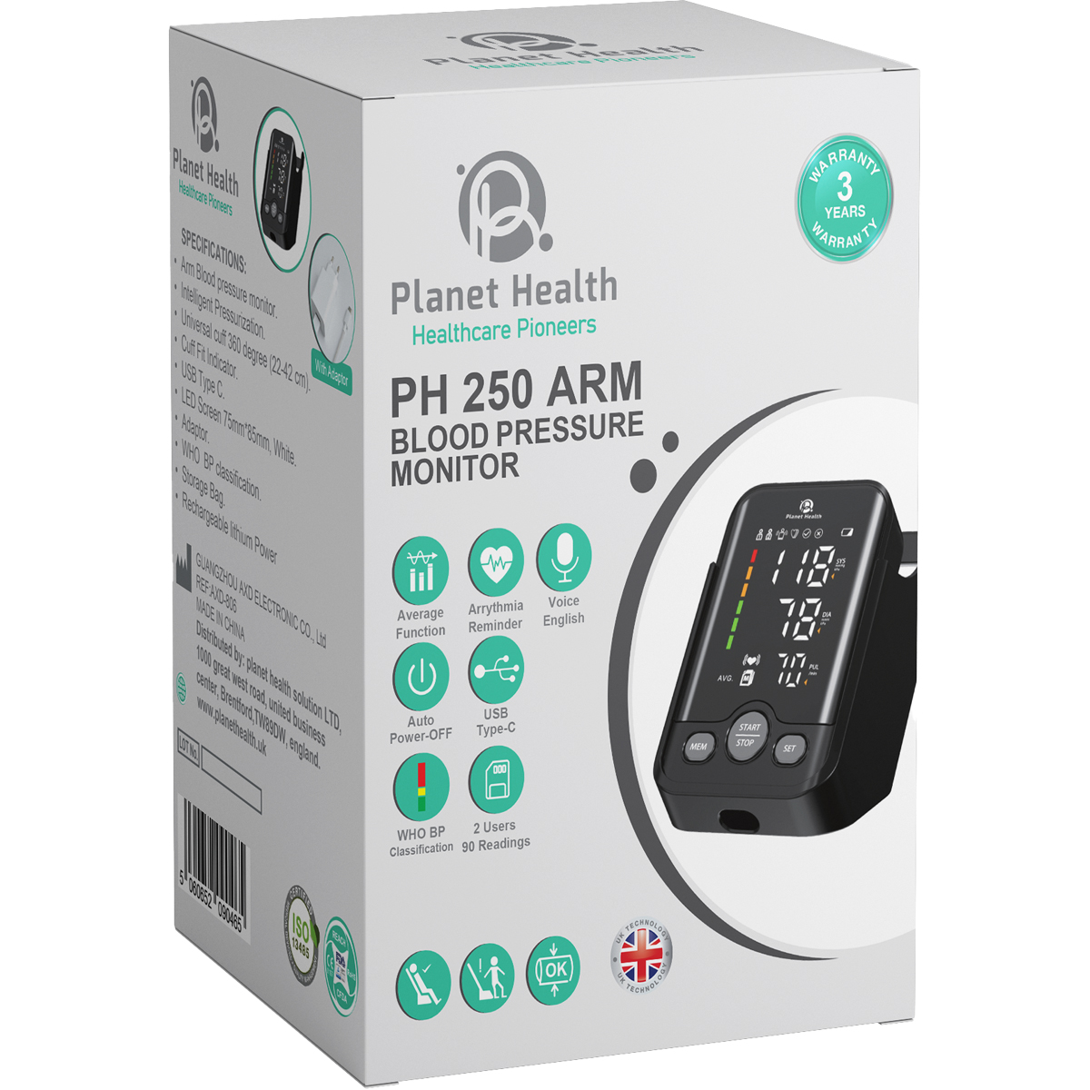 Planet Health Blood Pressure Monitor/PH250 Arm image number 0