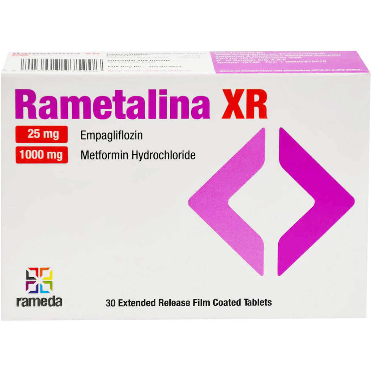Rametalina XR 25/1000mg 30 Tablets image number 0
