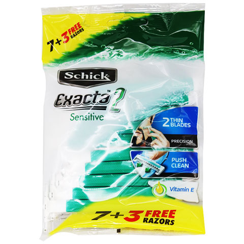 Schick Exacta 2 Sensitive Disposable Razor 7+3 Pieces (Offer Pack) image number 0