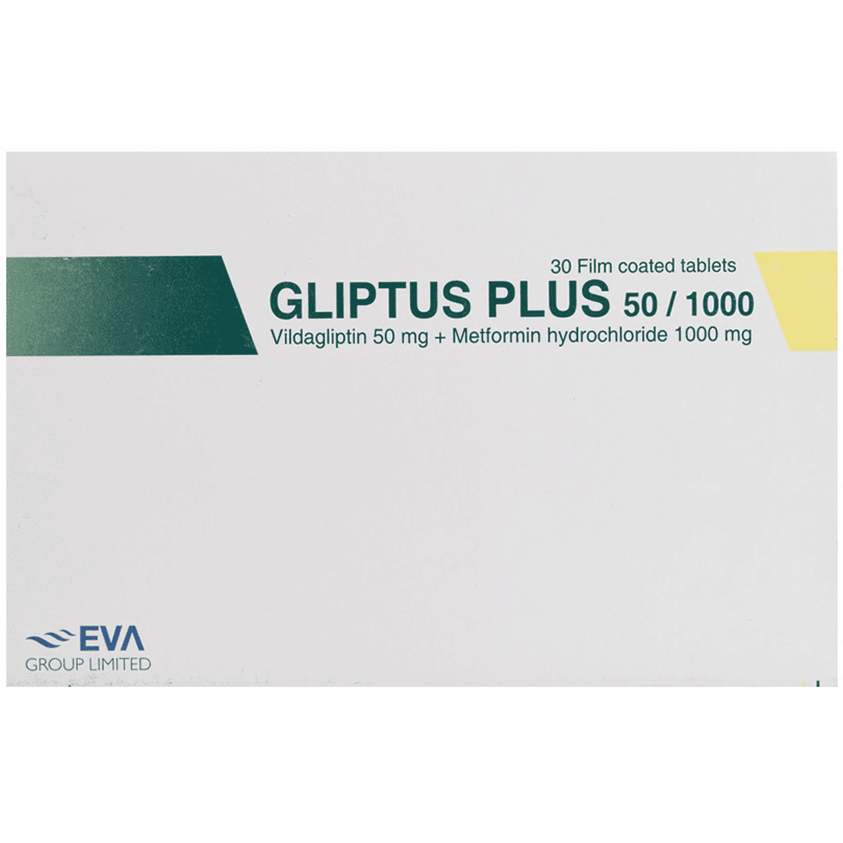 Gliptus Plus 50/1000mg 30 Film Coated Tablets image number 0