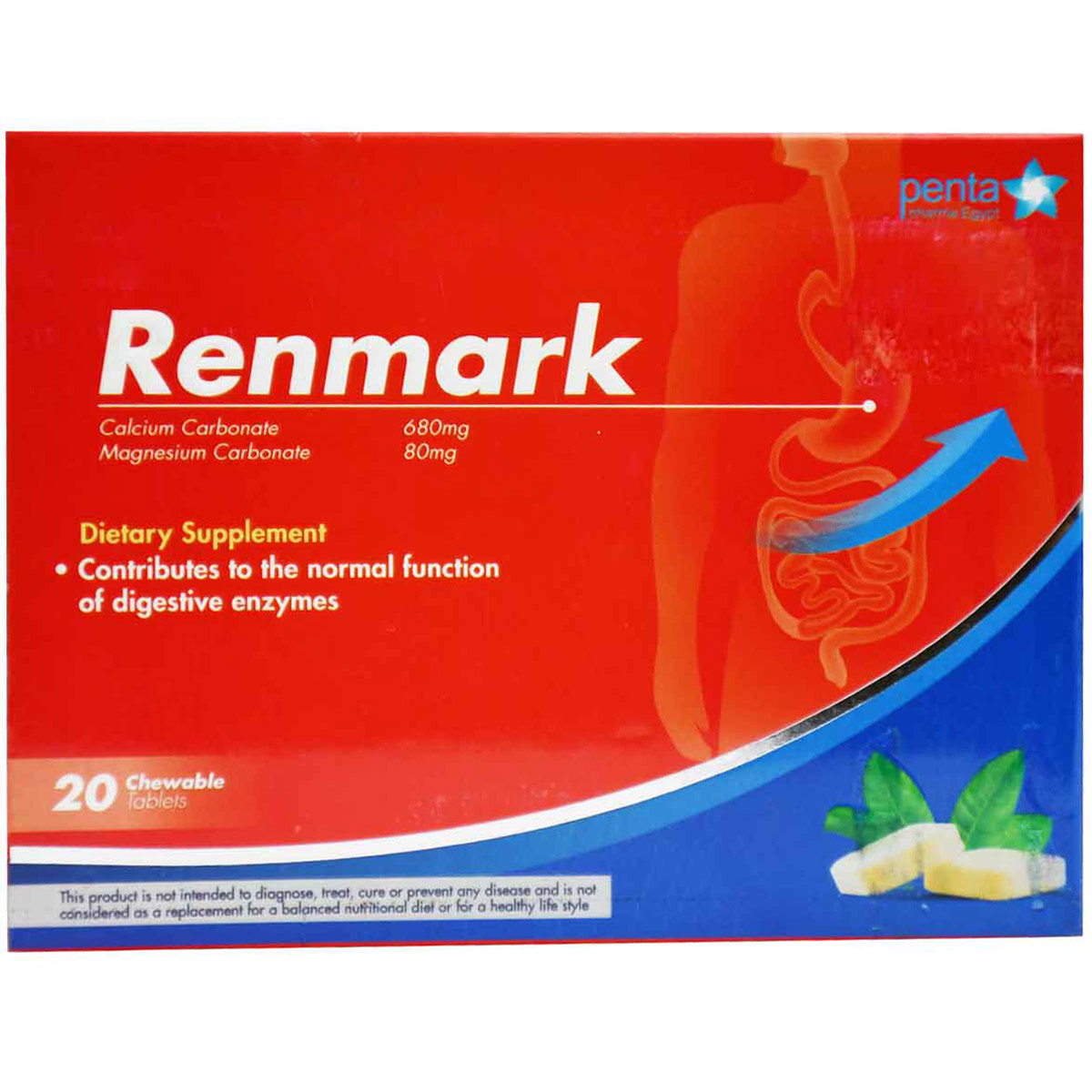 Renmark 680 mg+80 mg 20 Chewable Tablets image number 0