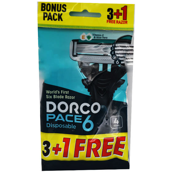 Dorco Pace 6 ( Disposable Razor 3+1 pieces ) (Offer Pack) image number 0