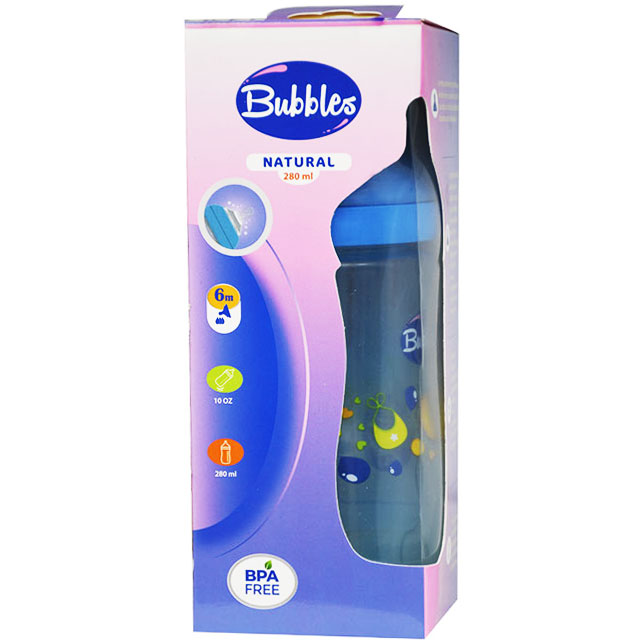 Bubbles Natural Bottle Blue (6) Month 280ml image number 0