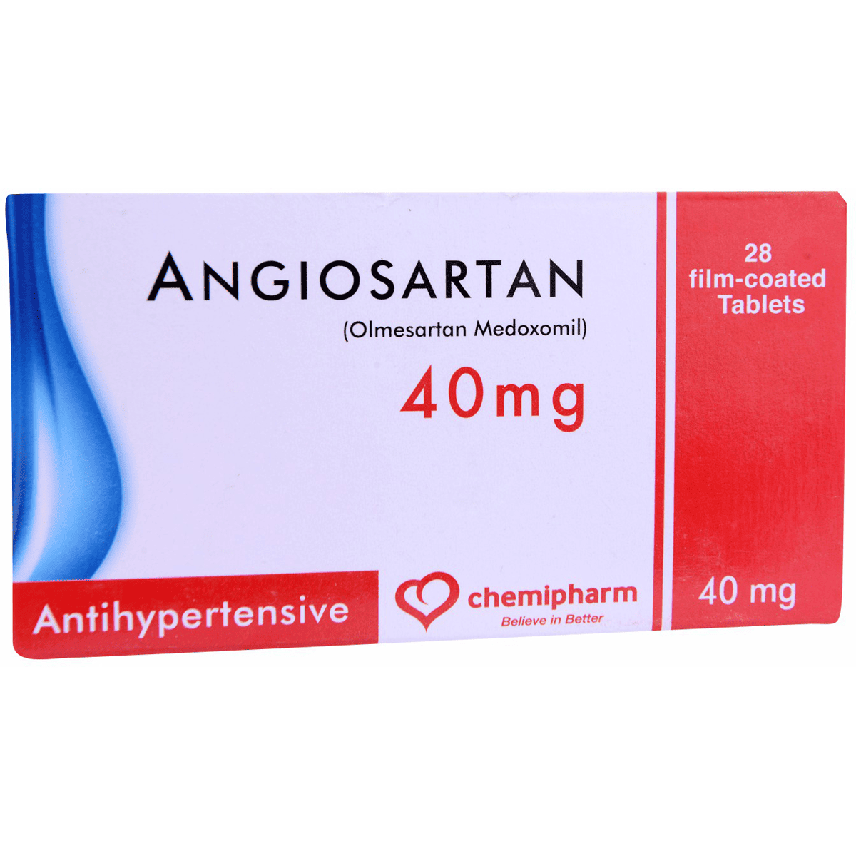 Angiosartan 40mg 28 Film Coated Tablets image number 0