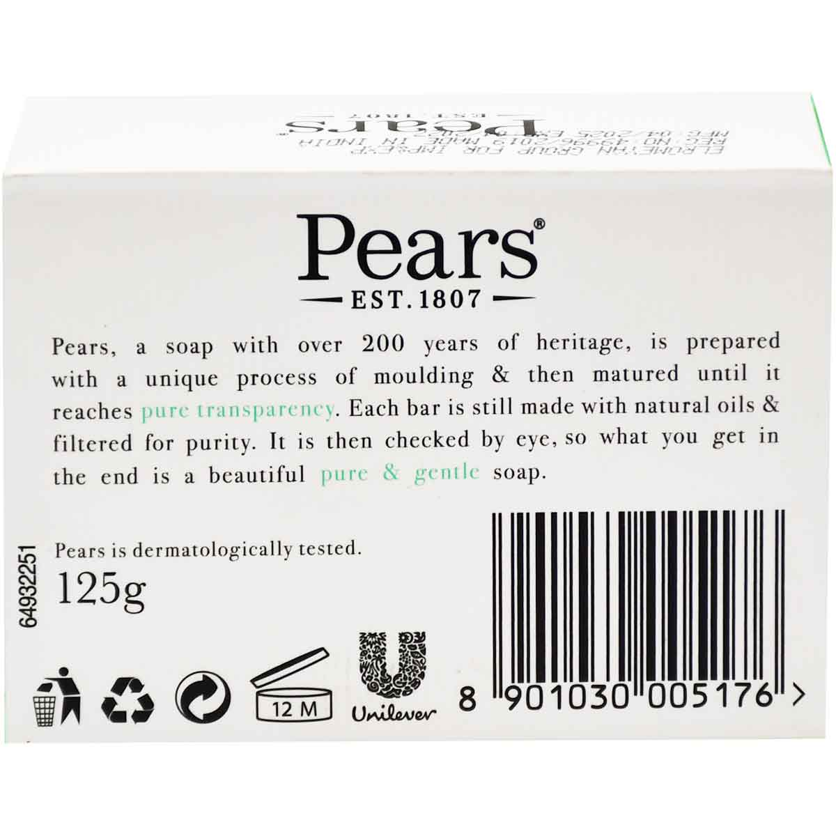 Pears Pure and Gentle Lemon Flower Soap 125 gm image number 1
