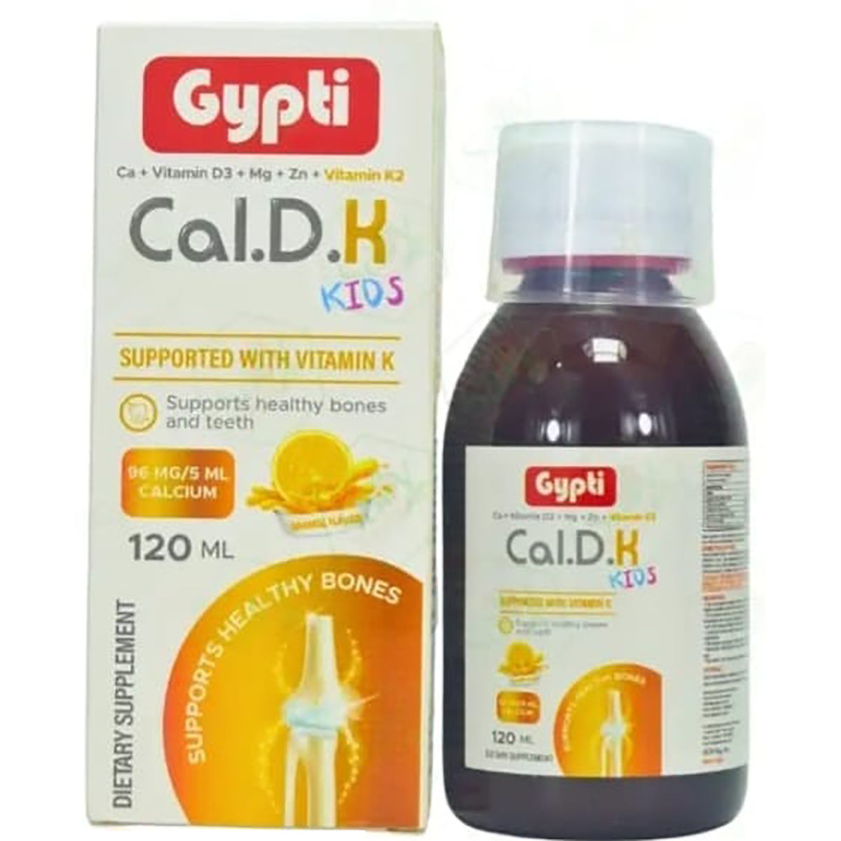 Gypti Cal.D.K (Orange Flavor) Syrup 120ml image number 0