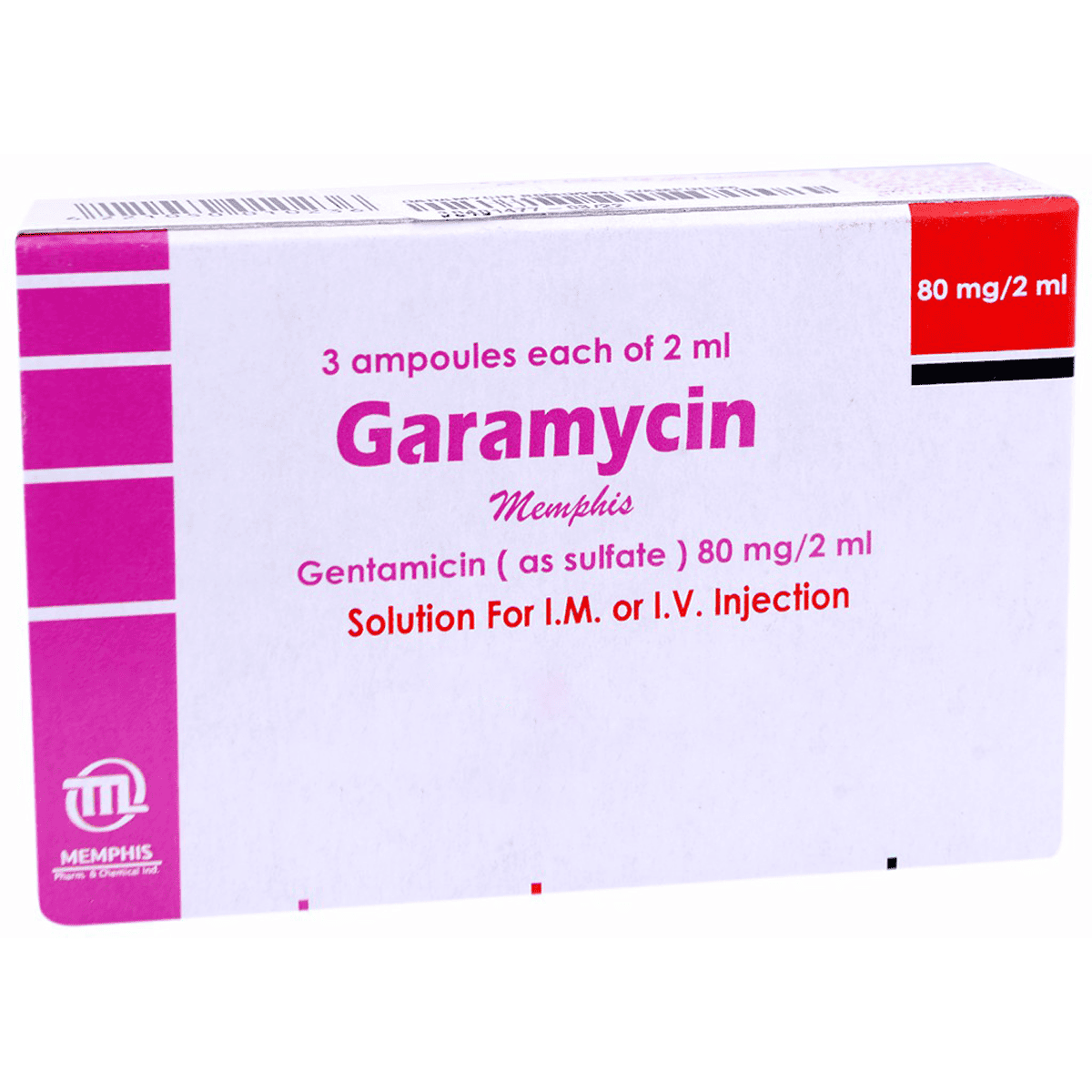 Garamycin 80mg/2ml 3 Ampoules image number 0