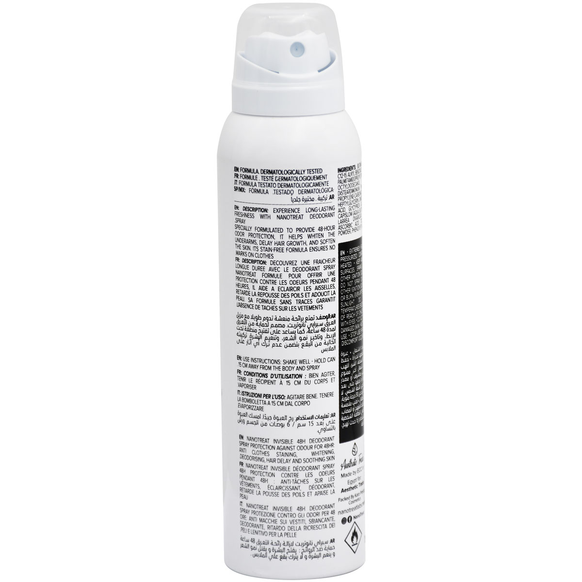 Nanotreat Fragrance Free Deodorant Spray for Women 150ml image number 1