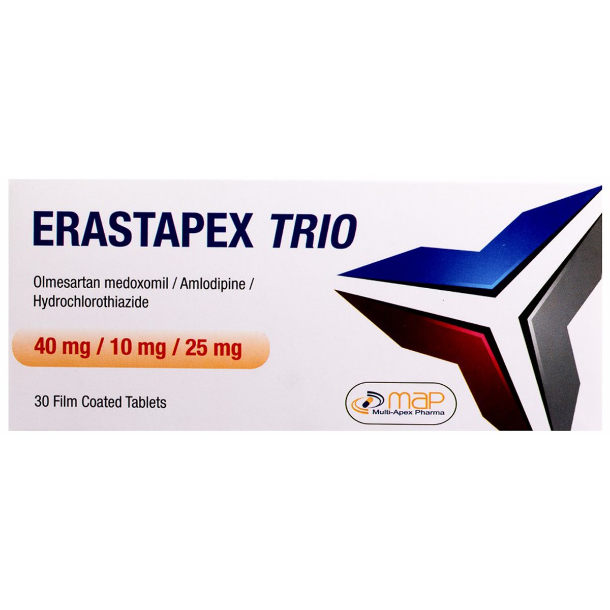 Erastapex Trio 40mg/10mg/25mg 30 Film Coated Tablets image number 0