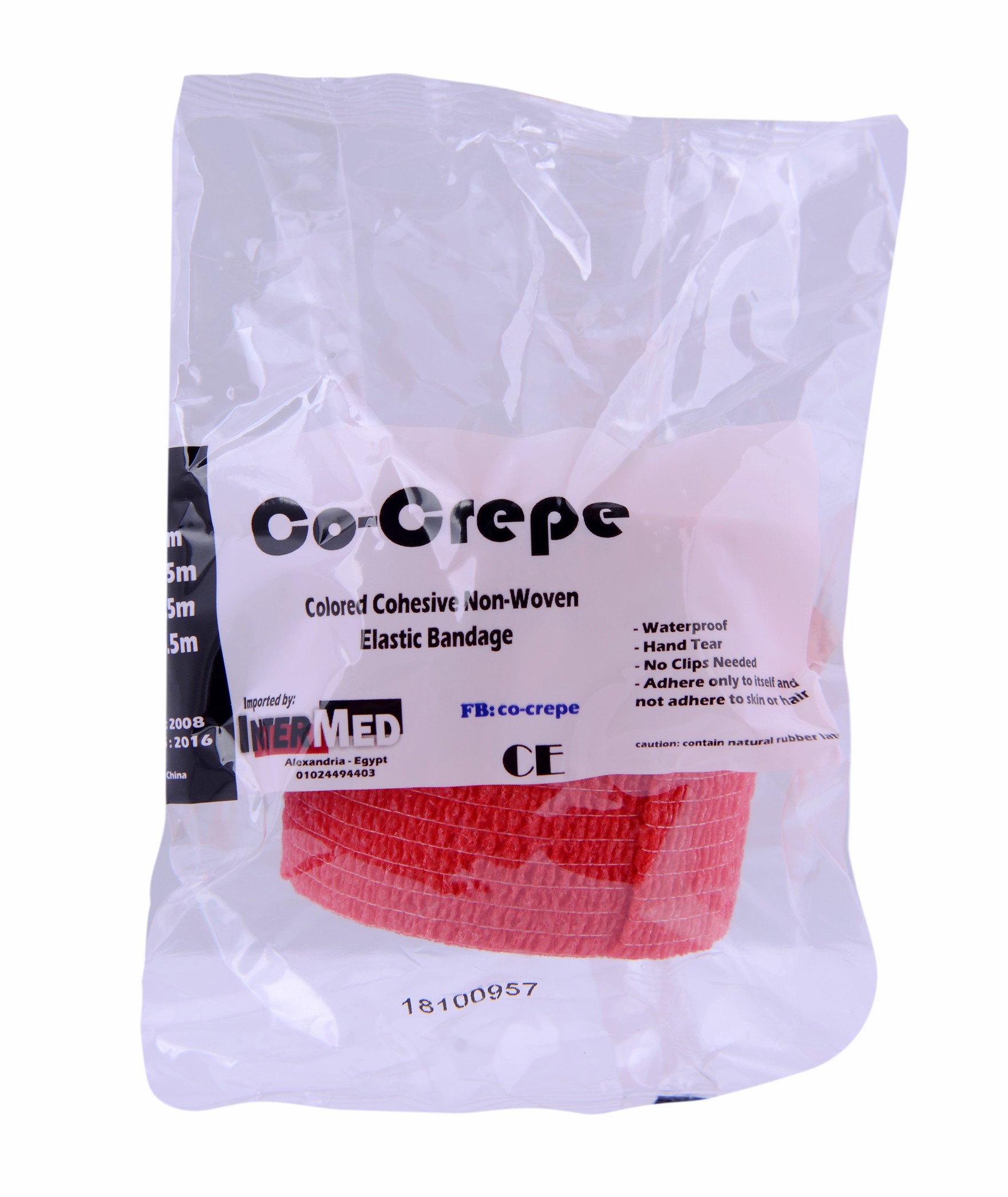 Elastic Cohesive Bandage Co Crepe 5Cm/Red image number 0