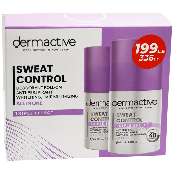 Dermactive Triple Effect Deodorant Roll On 2x60ml - 199Le (Offer Pack) image number 0