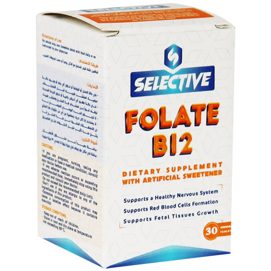 Selective Folate B12 30 Chewable Tablets image number 0