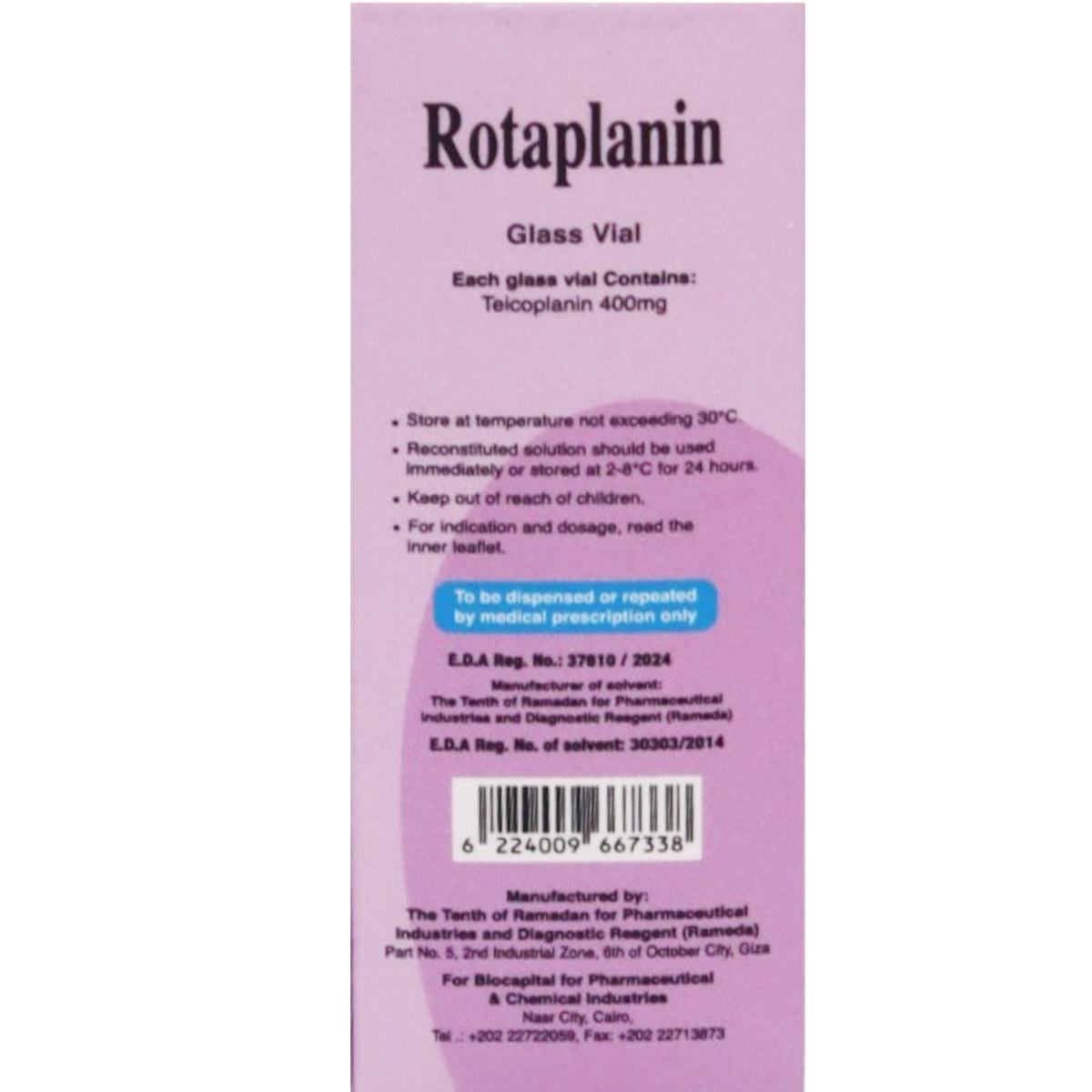 Rotaplanin 400mg 1 Vial image number 1