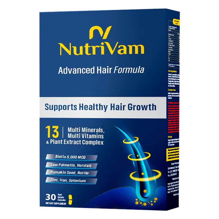 Nutrivam Advanced Hair Formula 30 Hard Gelatin capsules image number 0