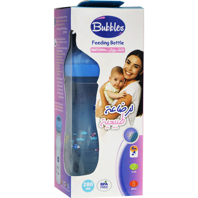 Bubbles Natural Bottle With Hand Blue (6 month) 280ml image number 0