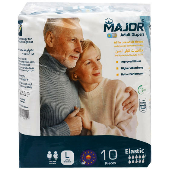 Major Adult Diapers Large (Up to 170cm) 10 Pieces image number 0