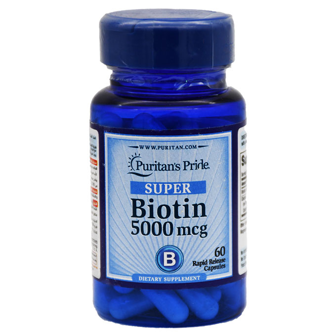 Puritan's Pride Super Biotin 5000&micro; 60 Rapid Release Capsule image number 0