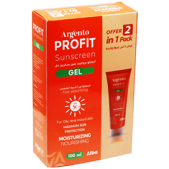 Argento Profit Sunscreen SPF(50+) Gel 2X100ml (Offer Pack) image number 0
