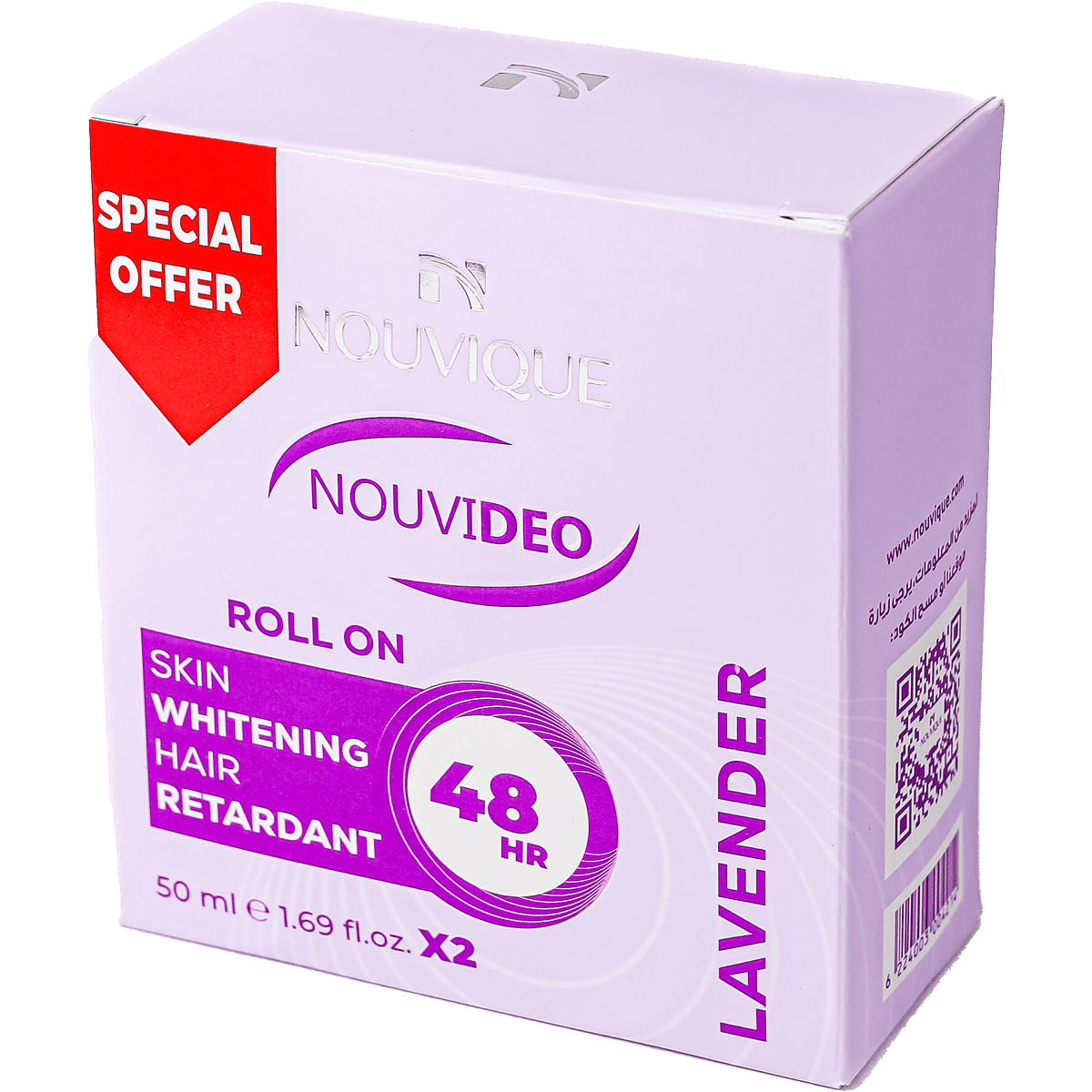 Nouvique Nouvideo Lavender Deodorant Roll On for Women 2x50 ml (Offer Pack) image number 0