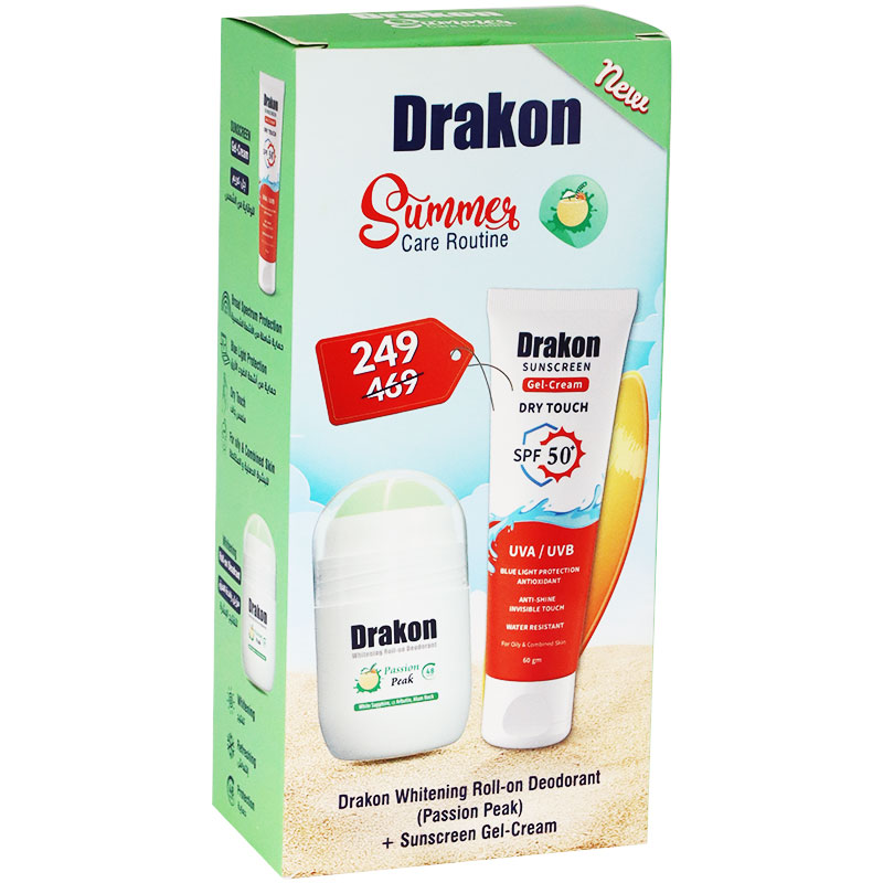 Drakon Sunscreen SPF (50+) Gel Cream 60 ml + Whitening Roll On Passion Peak 50 ml (Offer Pack) image number 0