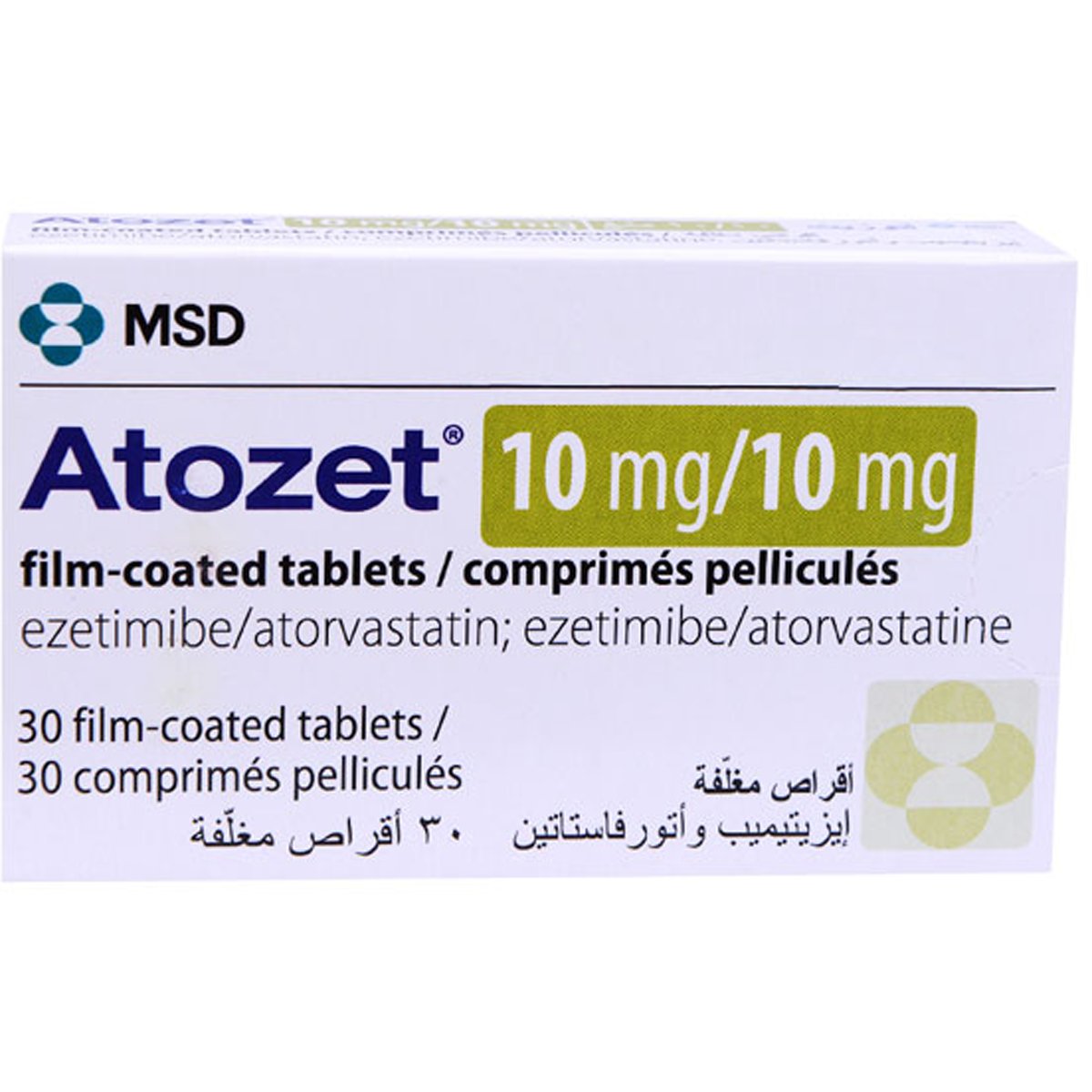 Atozet 10mg/10mg 30 Film Coated Tablets image number 0