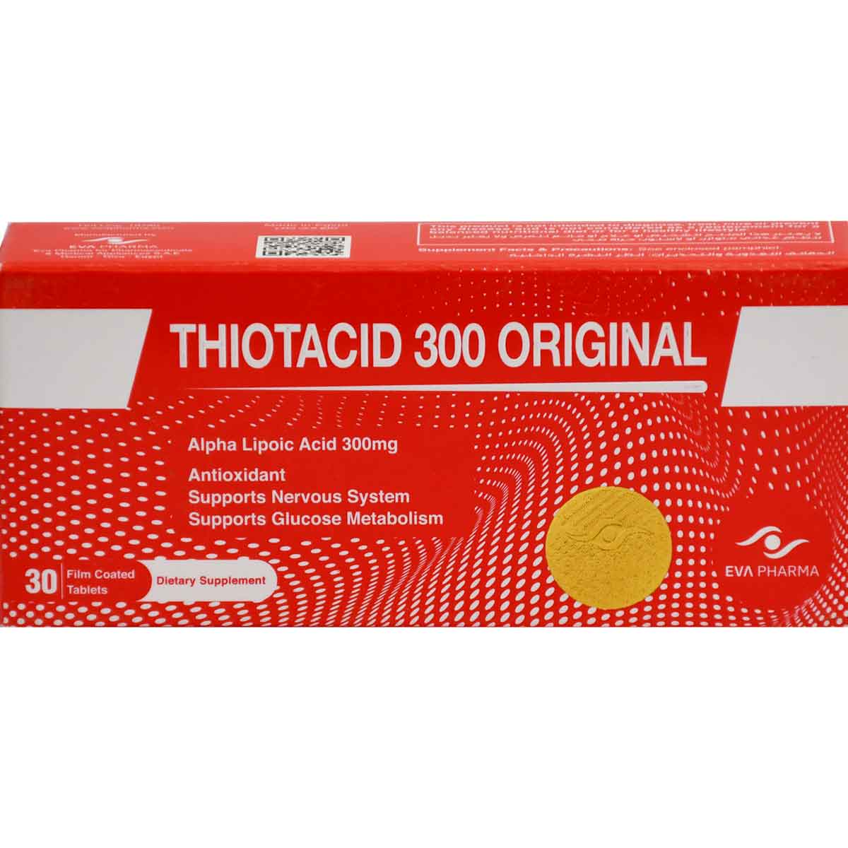 Thiotacid Original 300mg 30 Film Coated Tablets image number 0