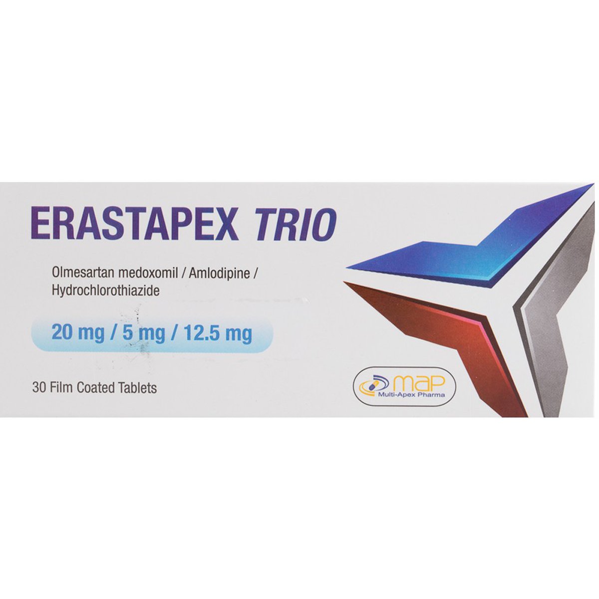 Erastapex Trio20mg/5Mg/12.5mg 30 Film Coated Tablets image number 0