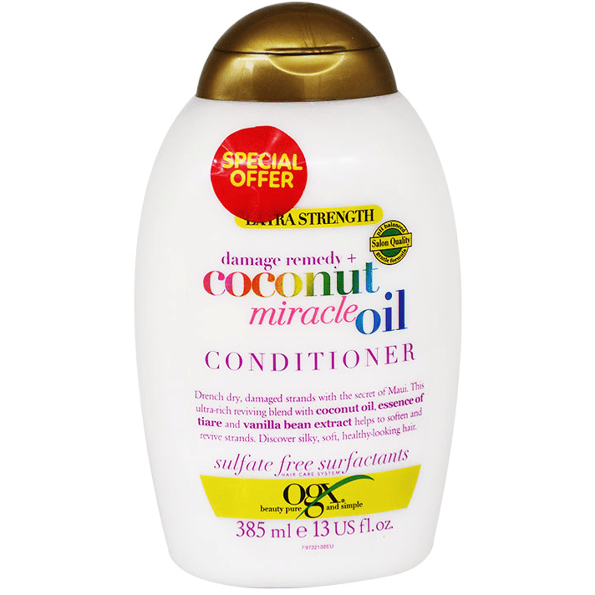 OGX Coconut Miracle Oil Conditioner 385ml (Offer Pack) image number 0