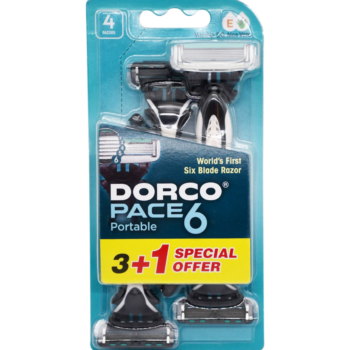 Dorco Pace 6 Portable Razors 3+1 Pieces (Offer Pack) image number 0