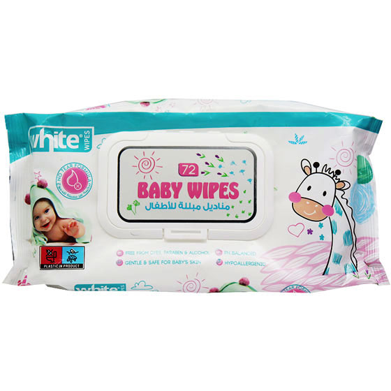 White Baby Wipes with Cap 72 Pieces image number 0