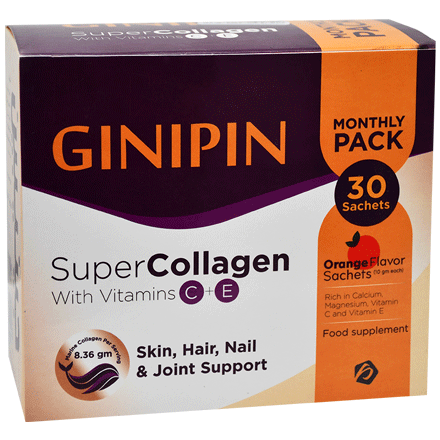 Ginipin Super Collagen Orange Flavour 30 Sachets image number 0