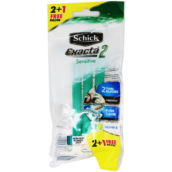 Schick Exacta 2 Sensitive Disposable Razor 2+1 Pieces (Offer Pack) image number 0