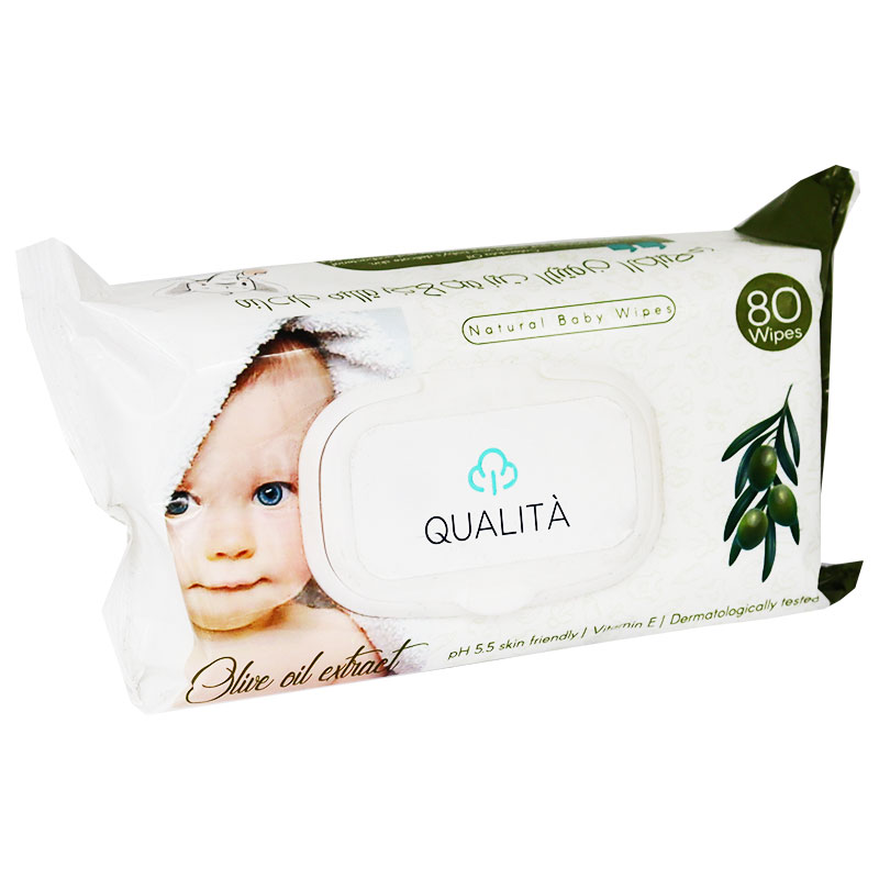 Qualita Baby Wipes With Olive Oil 80 pieces image number 0