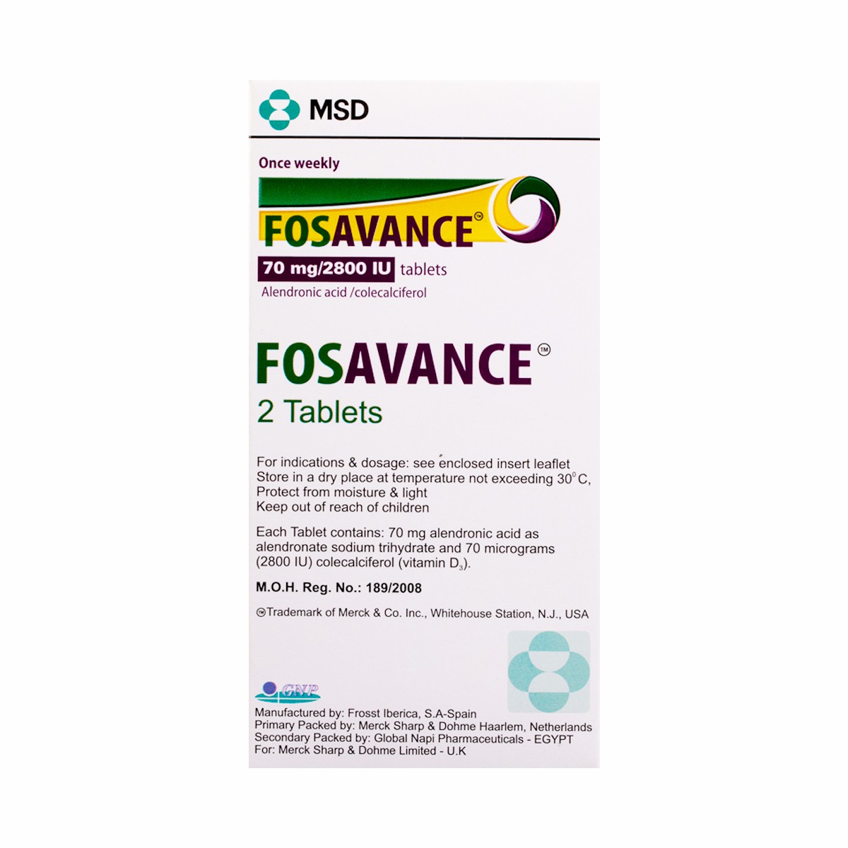 Fosavance 70mg 2 Tablets image number 0