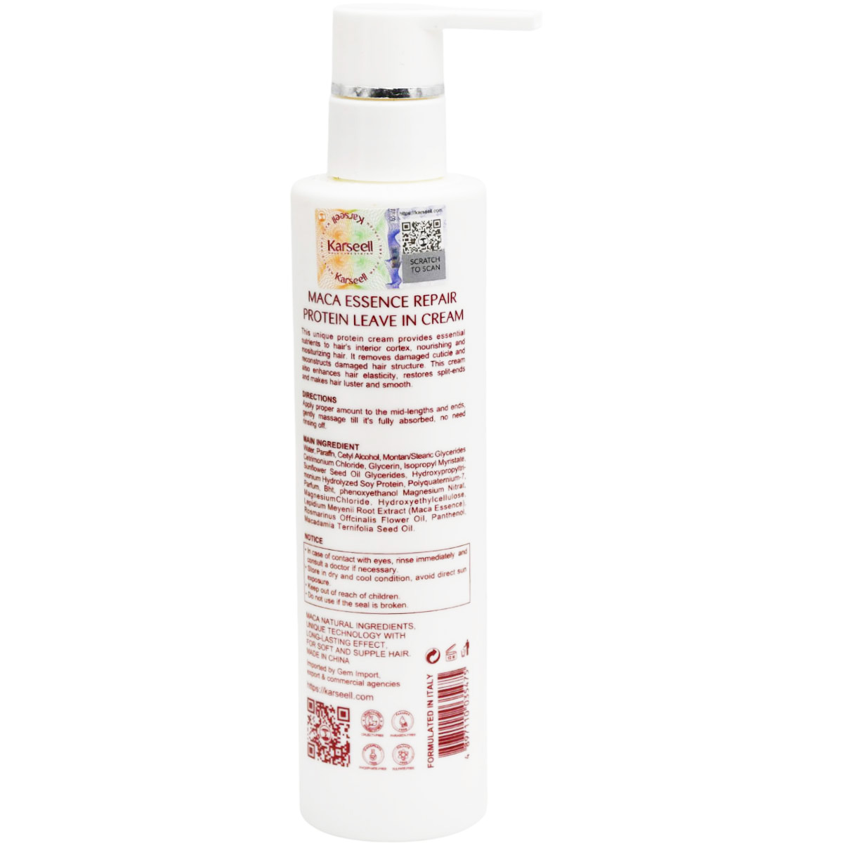 Karseell Protein Leave In Cream for Dry Hair 200ml image number 1