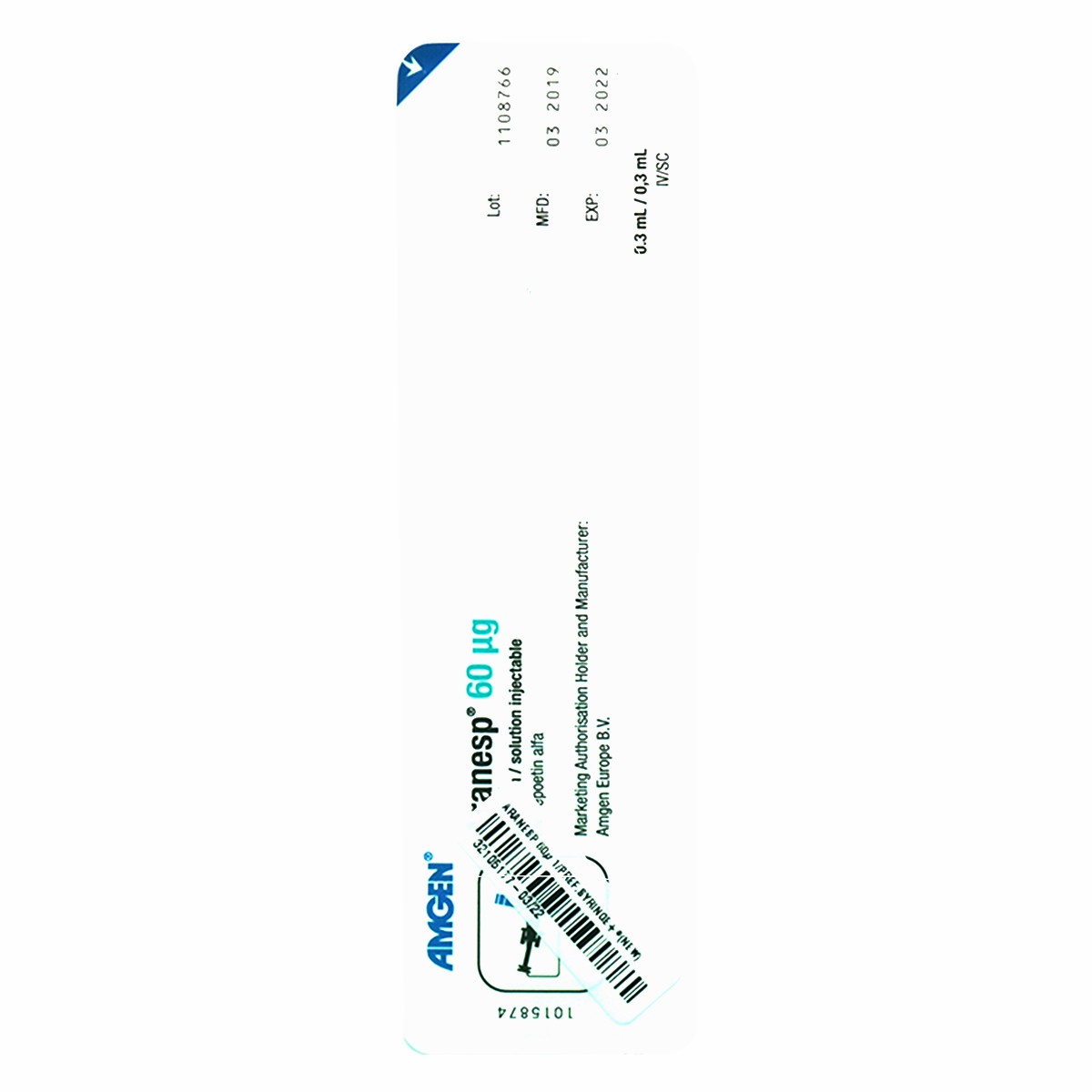 Aranesp 60mcg 1 Prefilled Syringe (Refrigerated) image number 0