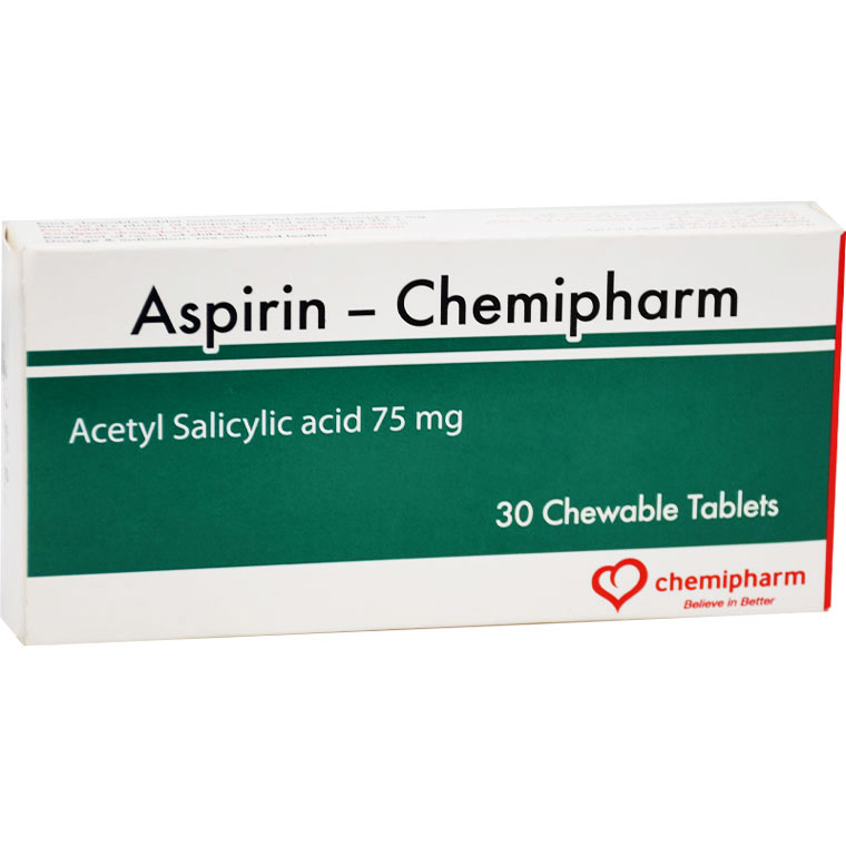 Aspirin-Chemipharm 75mg 30 Chewable Tablet image number 0