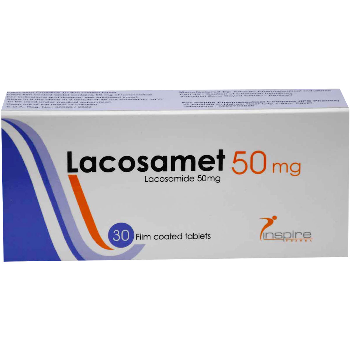Lacosamet 50mg 30 Film Coated Tablets image number 0