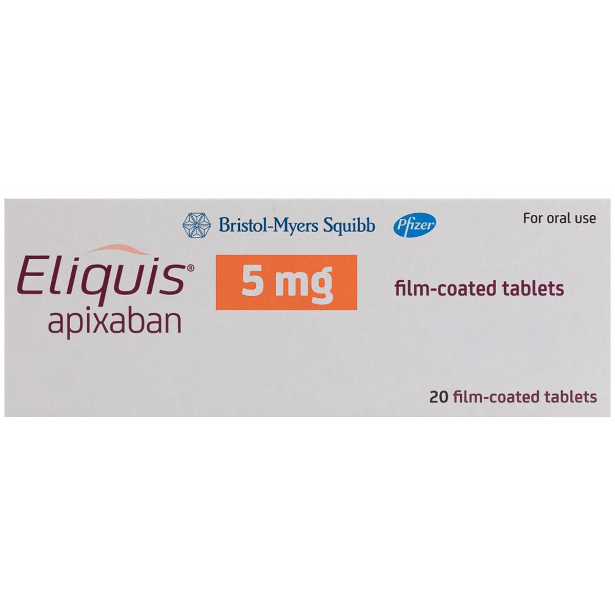 Eliquis 5mg 20 Film Coated Tablets image number 0