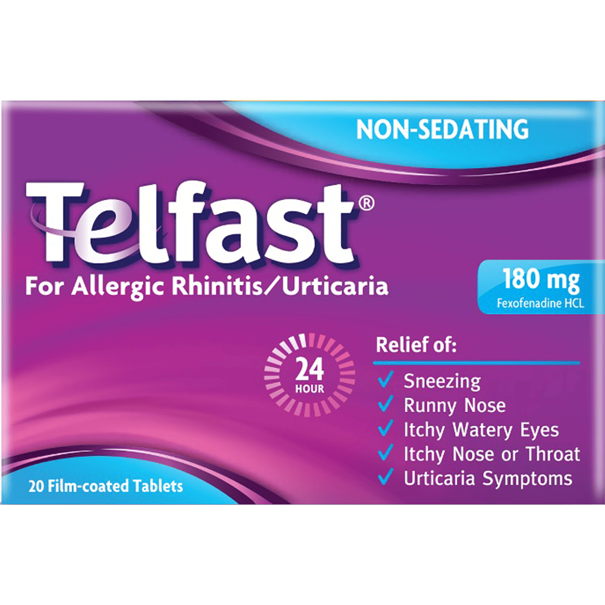 Telfast 180mg 20 Film Coated Tablets image number 0