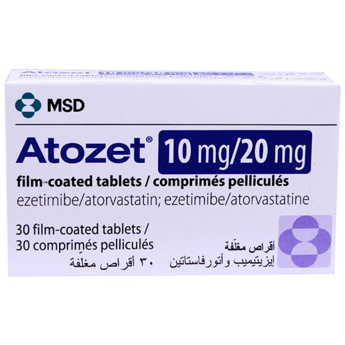 Atozet 10mg/20mg 30 Film Coated Tablets image number 0