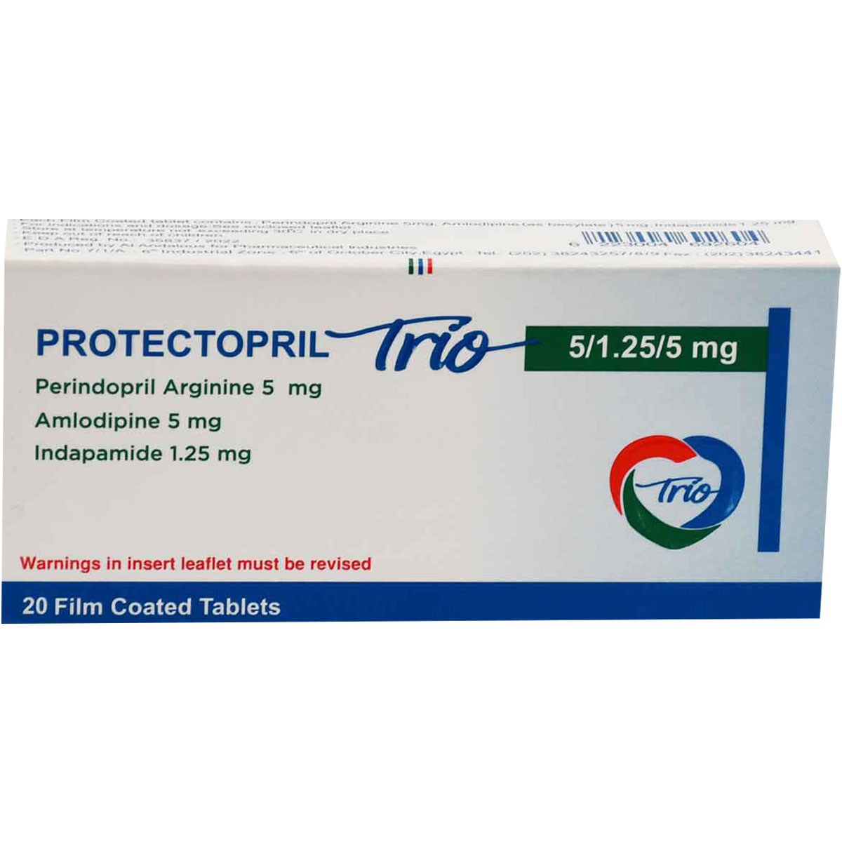 Protectopril Trio 5/1.25/5mg 20 Film Coated Tablets image number 0