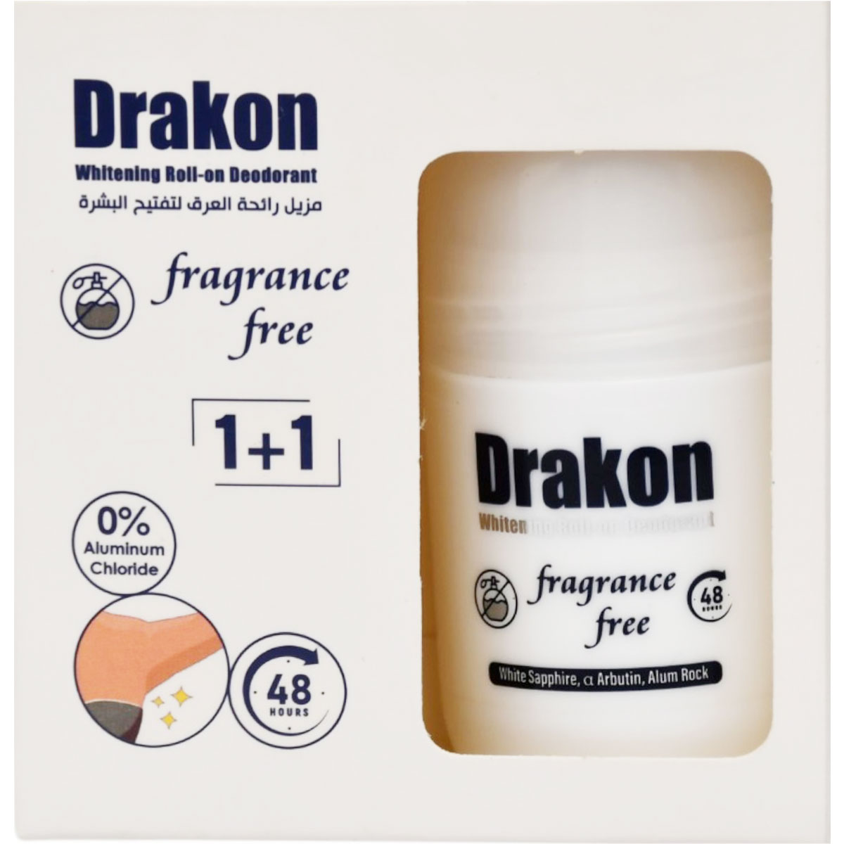 Drakon Fragrance Free Whitening Deodorant Roll On 2 x 50ml (Offer Pack) image number 0