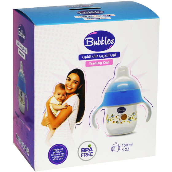 Bubbles Training Cup With Hand Blue 150ml image number 0