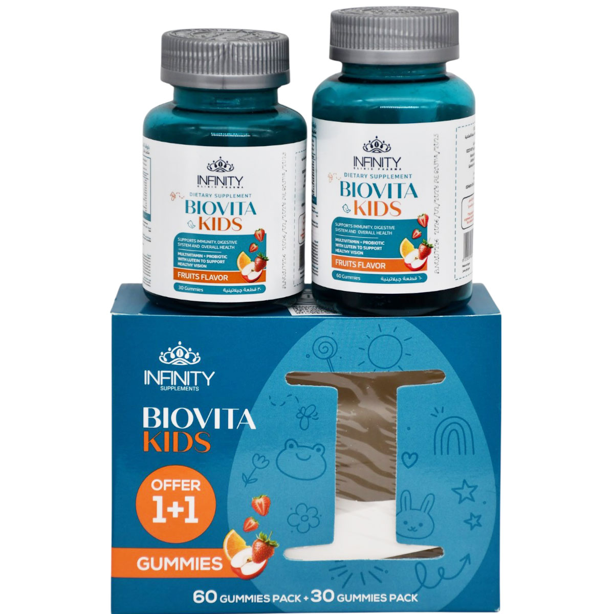 Biovita Kids Fruits Flavor 60+30 Gummies (Offer Pack) image number 1