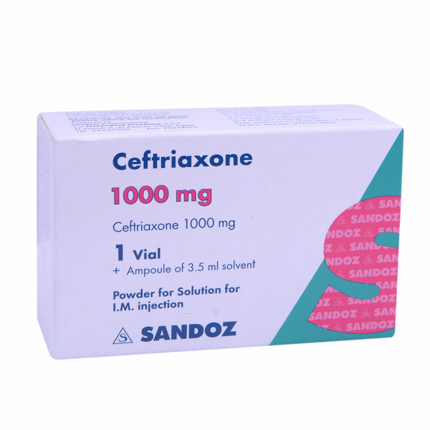 Ceftriaxone 1gm Intramascular 1 Vial image number 0