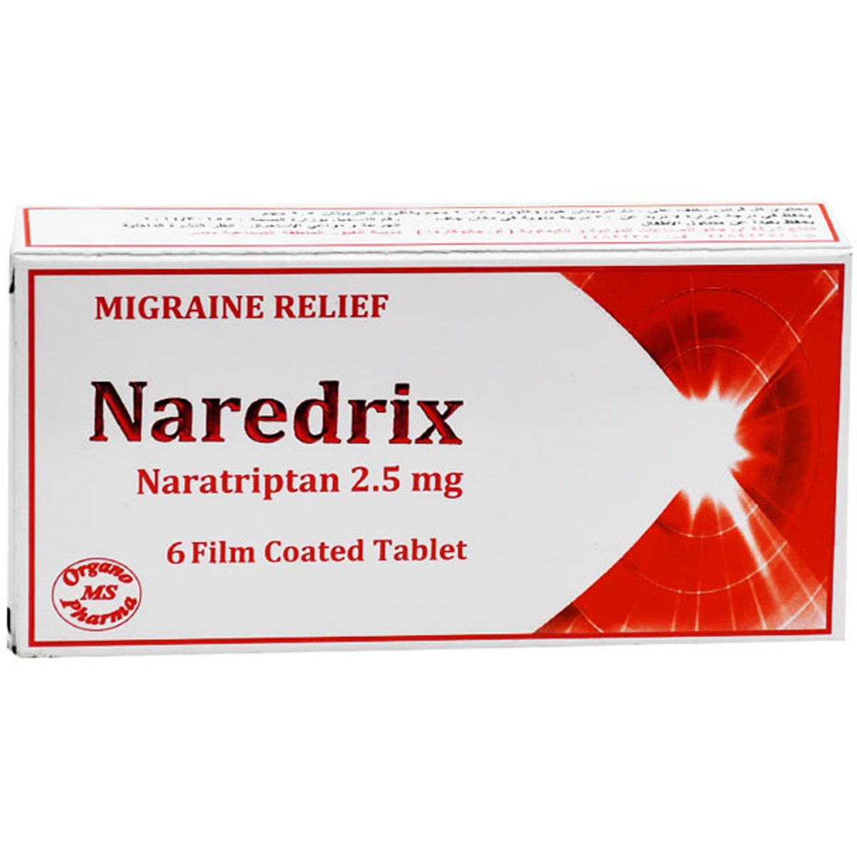 Naredrix 2.5mg 6 Film Coated Tablets image number 0