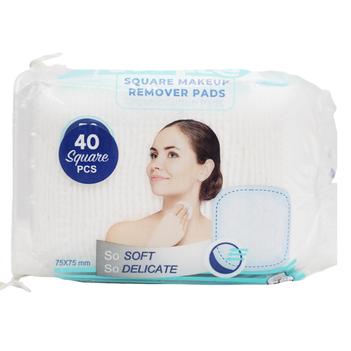 White Square Cotton Makeup Remover Pads 40 Pieces image number 0