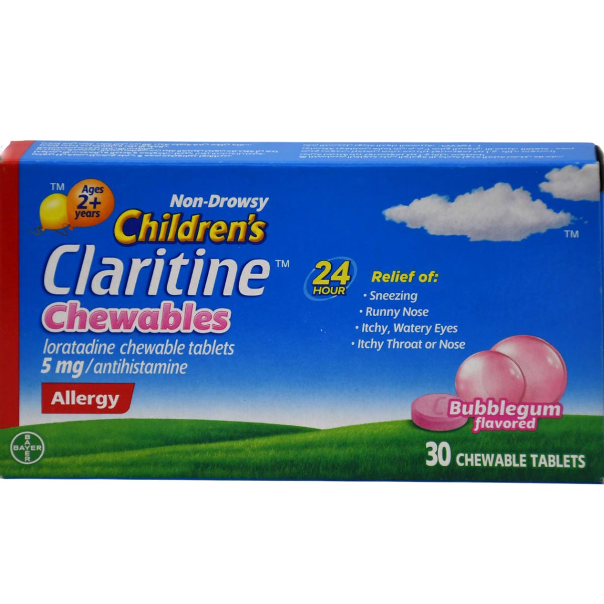 Claritine Children Bubble Flavor 5mg 30 Chewable Tablets image number 0